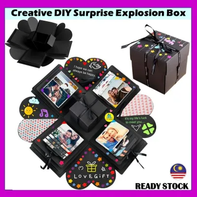 Square Surprise Explosion Box DIY Photo Album Birthday Gift Memory Album 爆炸盒子DIY手工相册创意礼物