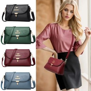 GDRGHJN ซิปมีซิป กระเป๋าสะพายไหล่หลายกระเป๋า ทนทานต่อการใช้งาน เครื่องหนังแท้ กระเป๋าคุณแม่วัยกลางคน น้ำหนักเบา ใช้งานได้หลากหลาย กระเป๋าสี่เหลี่ยมเล็ก สำหรับผู้หญิง