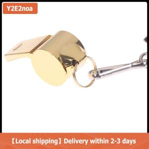 【Local shipping】 Gold Stainless Steel Rope Whistle Hanging Neck Outdoor Lifesaving Whistle