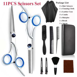 11pcs Scissor Set for Hair Cut Heavy Duty Professional Hair Cutting Scissors Hairdressing Salon Barber Hair Cut Tools with Storage Bag