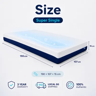 【Kaki.SG】Single/Super Single/Queen 15cm Thick Cooling Memory Foam Mattress Medium Firm Anti-Slip No Spring Mattress