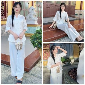 Đồ Lam Đi Chùa #Bà ba Lai Vải Gấm# Quần Áo Nữ