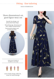 Summer Short-sleeved Dress Fits the Curves of a Woman Long Skirt Slimming and Figure-hugging