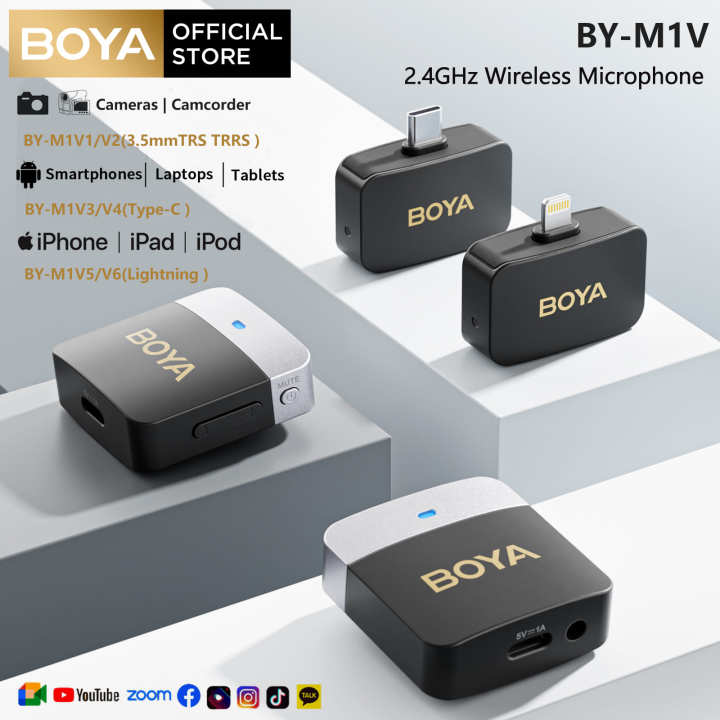 BOYA BY M1V Wireless Lavalier Microphones for iPhone iPad Android