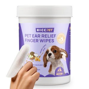 HICC PET Pet Ear Relief Finger Wipes Relieve Ear Itching & Inflammation Coconut for Dog Cat 50pcs