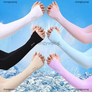 [COD] zhangyuqing UV Solar Arm Sleeves Woman Men Cycling Fingerless Gloves Cool Muff Summer Ice Silk Elastic Arm Cover Driving Anti-Sunburn Sleeve
