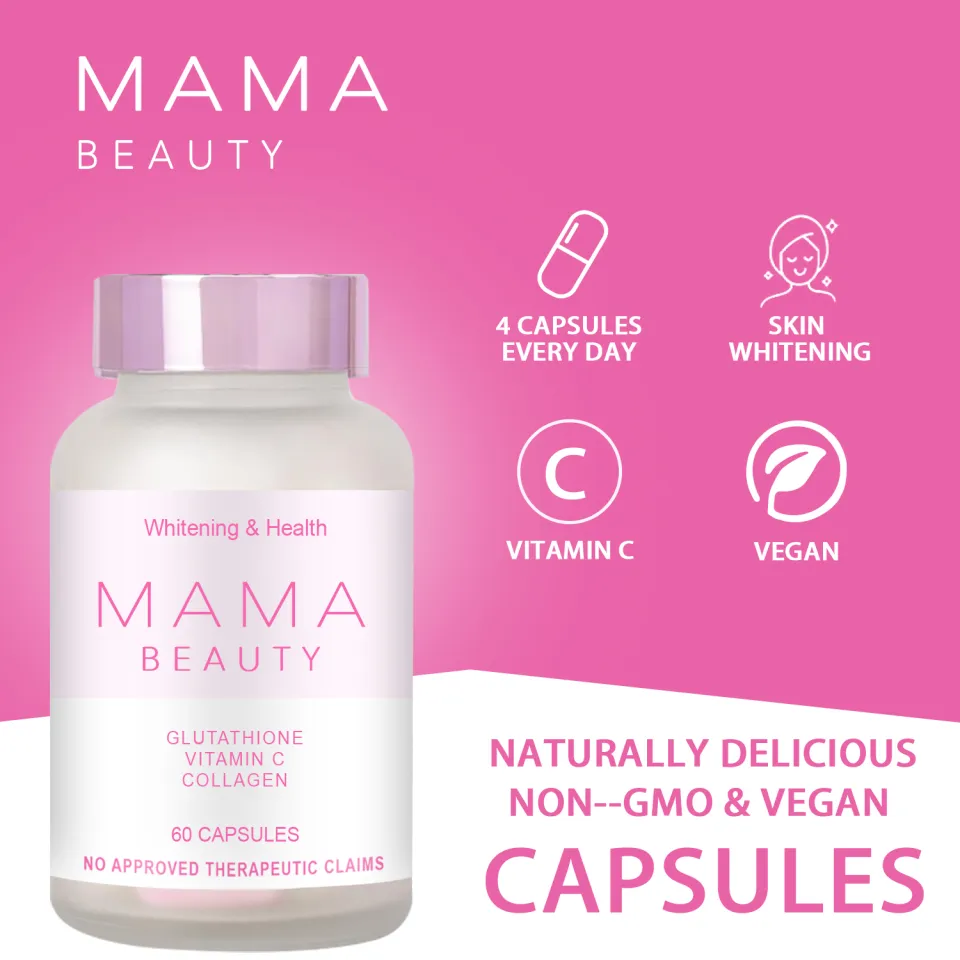 mama beauty glutathione Collagen Glow Capsule 7500MG Vitamin Supplement Skin Hair Nail Joint Support Nasa booth na ng BARANGAY