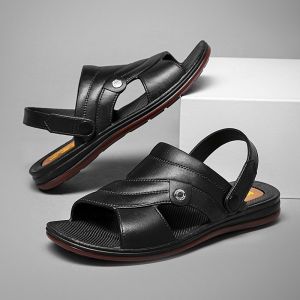 #COD Sandals for Man Cowhide-soled Waterproof Beach & Slipper Use Anti-slip Dual-purpose Slippers Sandals