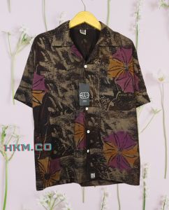 Kemeja Pria Retro Lengan Pendek Abstrak Kasual Bahan Halus Kekinian Corak Bagus Produksi HKM CO