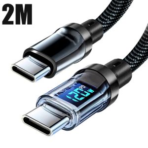 120W 6A Fast Charger Type C to Type C Quickly Charging Cable Display Thickened Wire Core Charger for Samsung Xiaomi Huawei Phone