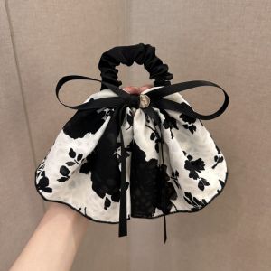 Ikat Rambut Pita Besar Wanita Korea Scrunchie Motif Bunga Aksesoris Rambut Wanita