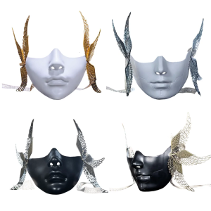 Masquerade Mask with Wing Half Face Mask Halloween Mask Mechanical Mask For Women Men Halloween Masquerade Cosplay