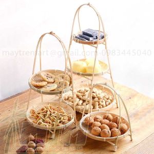 Mẹt tre tầng vintage trang trí đồ ăn/ Trang trí trong gia đình nhà hàng homestay/ Sản phẩm tự nhiên an toàn và thân thiện