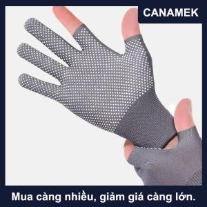 【CANAMEK】 Glue-Dot không trượt găng tay đi xe đạp cho nam giới ngoài trời hai ngón tay màn hình cảm ứng Găng tay mỏng