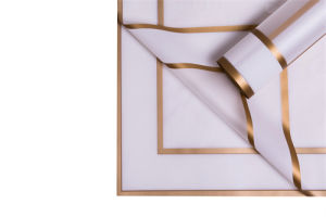 20 Lembar Kertas Bunga List Gold Flower Wrapping Cellophane Paper Untuk Buket Bucket Bunga Florist KB6270