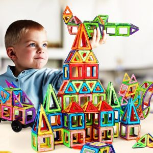 Christmas Presen 84/118/148/168pcs 3D Magnetic Tiles Building Blocks Construction Toys Kids Stacking Blocks Set
