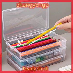 [ZY] Legend กล่องจัดระเบียบ1ชิ้นกล่องดินสอพลาสติกขนาดใหญ่กล่องปากกาใสโปร่งแสงวางซ้อนกันได้อุปกรณ์สำนักงาน