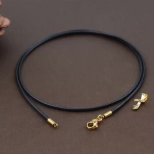 【Ship in 24H】黄金佛牌蜜蜡黑色皮绳项链绳脖子吊坠挂绳金色扣挂件绳子免绑配绳Gold Buddha Brand Honey Wax Black Leather Rope Necklace Rope Neckyingze20250707