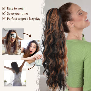 Ponytail Wig Water Ripple Clip-on High-tied Long Braid Hair Accessories Natural Simulation Hair Fluffy Hair Volume Wig Braid 显发量蓬松水波纹抓夹马尾