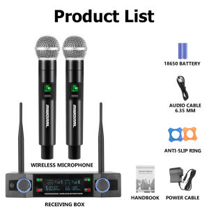 Microphone Wireless Profesional Mic UHF Rechargeable Fixed Frequency Dynamic Microphone Original Dual Antenna Receiving Distance 50m/164ft For Karaoke Videoke Singing