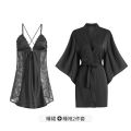Justtoi. Summer Nightdress Pajamas Women Sexy Front Open Sling Home Dress Sexy Side Perspective Lace Nightgown with Chest Pad Female Nightwear Two-piece Set. 