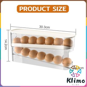Klimo 2-layer Refrigerator Egg Storage Box Kitchen Egg Rolling Storage Box