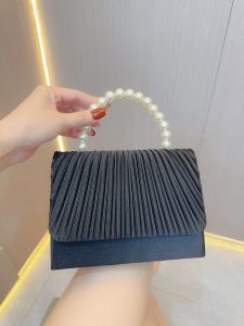 Sequin Stain Pleated Pearl Evening Bag Women Wedding Advanced Dinner Party Wallet Handbag