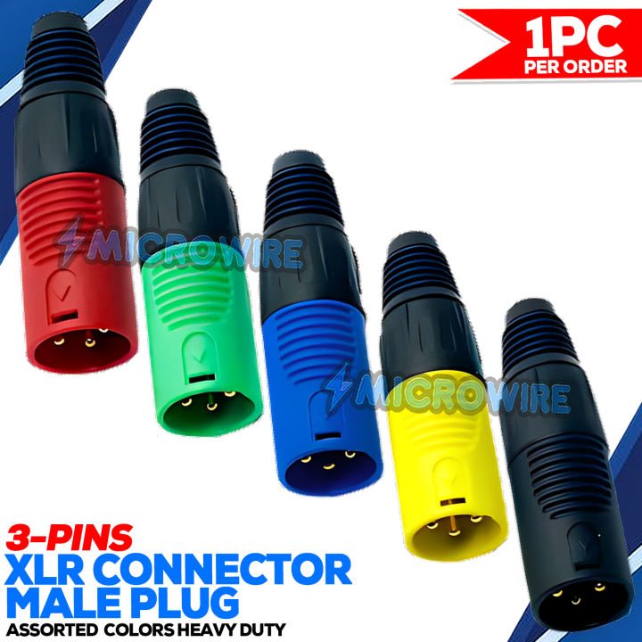 High Quality XLR 3 Pin Connector Male Plug Assorted Colors Heavy Duty ...