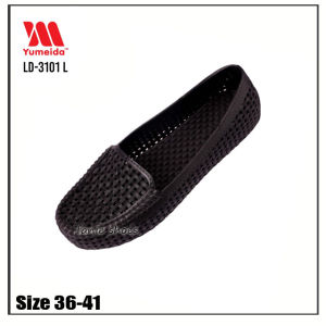 Fanie Shoes - Yumeida LD3101 Size 36-41 Sepatu Karet Slip On Hitam Wanita / Sepatu Balet / Sepatu Flat Sekolah Wanita