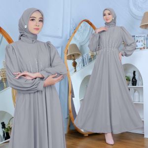 Gamis mewah lebaran pesta wanita muslim polos casual Liffa