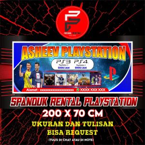 Spanduk Rental PS / Banner Rental Playstation / Banner Kustom Ukuran 2 x 0.7 m
