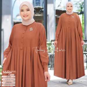 TULUS SIGNATURE / Mahija Dress Wanita Muslim Linen Cringkle Motif Polos