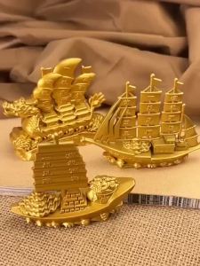 【Ship in 24H】大师已开光开运必备一帆风顺帆船工艺品摆件家居办公室前台装饰礼品金属摆件