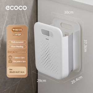 Ecoco Folding Laundry Basket Dirty Clothes Storage Basket Hamper Wall-mounted Floor-standing