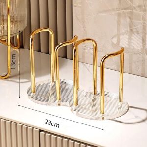 [SG seller stock]Luxury Disposable Cup Storage Holder Water Tea Cups Dispenser Rack Shelf with Longer Stick Mug Display Stand Home Organizer