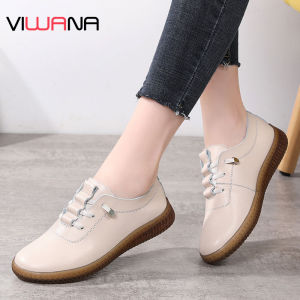 VIWANA ผู้หญิงสีขาวรองเท้ารองเท้าหนังแท้สุภาพสตรี Loafers Soft Sole รองเท้าลําลองสีดําสําหรับผู้หญิงแบนรองเท้าผู้หญิง