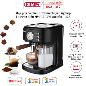 Máy pha cà phê Espresso - Cappuccino - Latte chuyên nghiệp 3 trong 1 HiBREW H8A 1250W 1.5L Thương hiệu Mỹ cao cấp Bảo hành 12 tháng -Hàng chính hãng