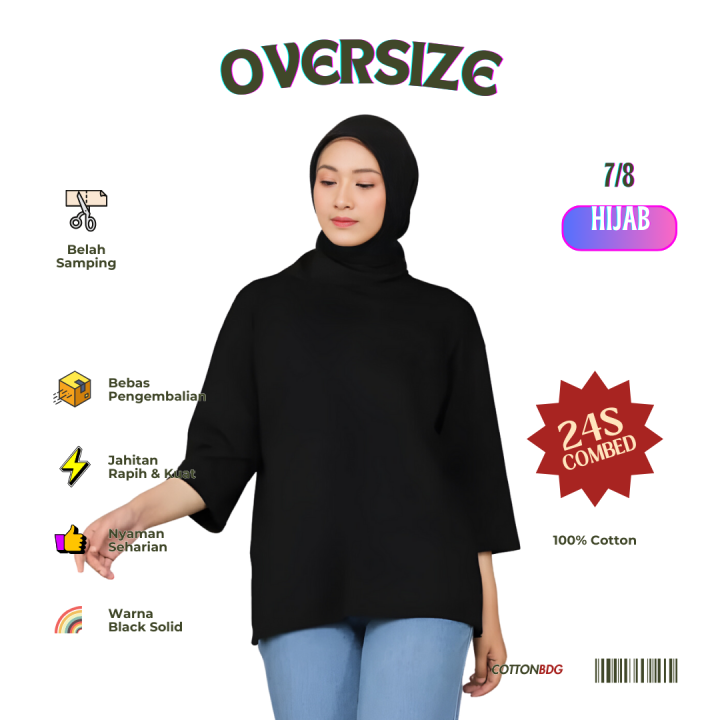 Baju%20Kaos%20Polos%20Oversize%20Hijab%20Combed%2024s%20Katun%20Tangan%207/8%20Atasan%20Wanita%20Merah%20Cabe%20Size%20M-XXL%20Kasual%20-%20Image%209