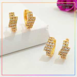 Cute Jewelry Anting Dewasa Cetik Permata Simpel Perhiasan Wanita Lapis Emas 18k AT 061