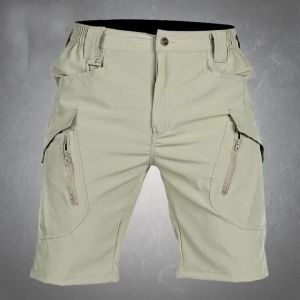 Quick Dry Tactical Shorts Men Mid-Length Cargo Pants Breathable Stretch Overalls Waterproof Multi-Pockets Trousers