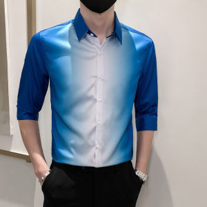 Sơ mi nam Áo sơ mi nam chất liệu cotton in màu đặc chưng trẻ trung nam tính tay lỡ sành điệu mã H62