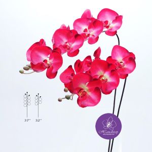 Handitop HAAR220004 แจกันดอกไม้ประดิษฐ์ฟาแลนนอปซิสจำนวน 3 ช่อในแจกันเซรามิคสีขาว ของตกแต่งบ้าน ของขวัญสำหรับโอกาสพิเศษต่างๆ