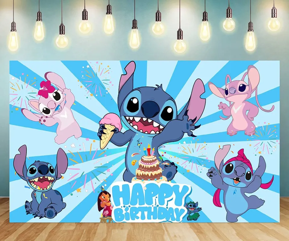 Disney Lilo Stitch Party Backdrops Children's Happy Birthday Decoration  Photographic Background Decorations Kids Decor Banner