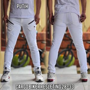 Celana Jeans Pria Cargo Bikers Celana Panjang Laki Laki Celana Jins Cargo Cowok Keren