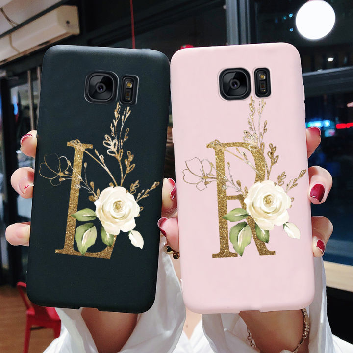 For Samsung Galaxy S7 Edge Phone Case Black Matte Cute Letters