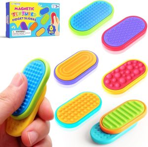 Sensory Fidget Magnet Toys for Kids: Silicone Magnetic Sliders Stress Fidgets for Autism Anxiety Relief Small Fidget Toys for Adults Office Desk / Travel Classroom Must Haves Stocking Stuffers Gifts