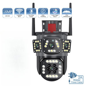 v380 pro cctv Dual Lens & Dual Screen 8K 16MP WIFI IP Wireless Camera Auto Tracking 8X Zoom Outdoor Waterproof 360° PTZ Color Night Vision Smart CCTV