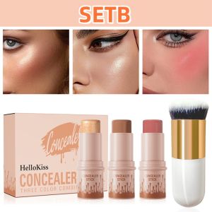 4pcs Set of Contour Stick Highlight Stick Blush Stick Contour Brush Shapes the Face Contour Non-Greasy Waterproof