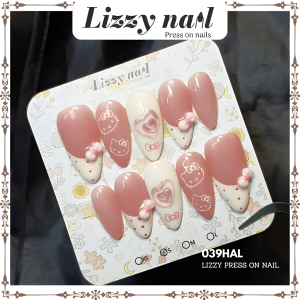 Lizzy Nail 039 | Nailbox Móng Úp Mèo Hello Kitty | Set 10 Móng Giả Press On Nails