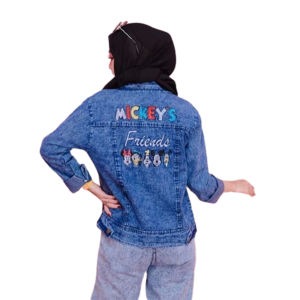Jaket Jeans Wanita Bordir Mickey Mouse Terbaru